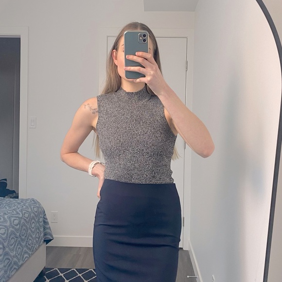 Sweater tank top mock neck - Small - Grey - Picture 1 of 4